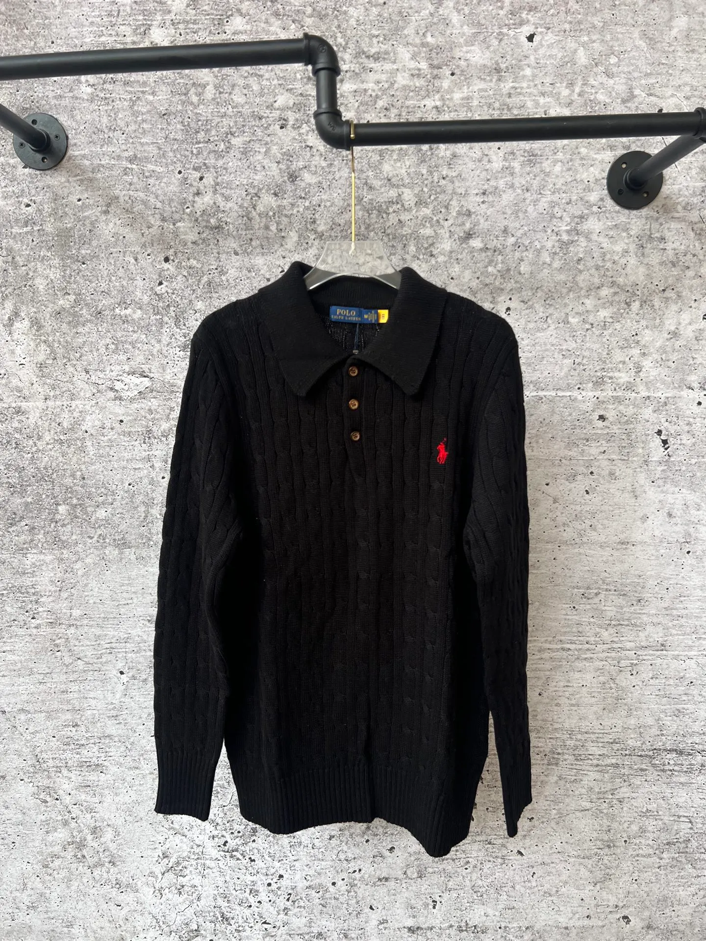 P240 Ralph Lauren fall lapel unisex polo sweater, made of the same pure cotton washed fabric as the original, all craftsmanship details restored to the original, buttoned lapel upper body with a lazy old money style